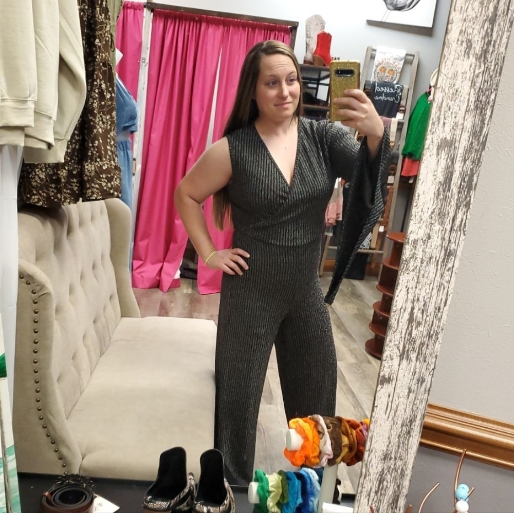 Women’s Black Silver Shimmer Jumpsuit XL
